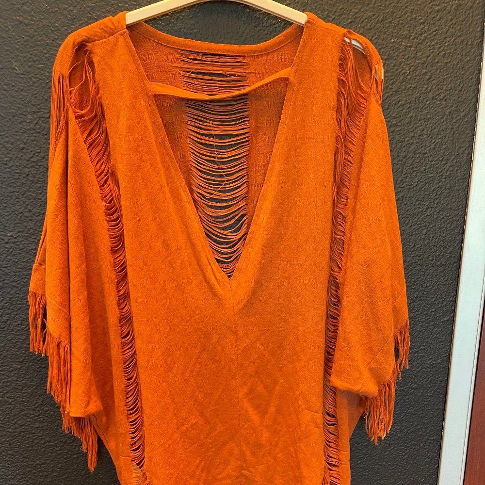 Orange Fringe Top